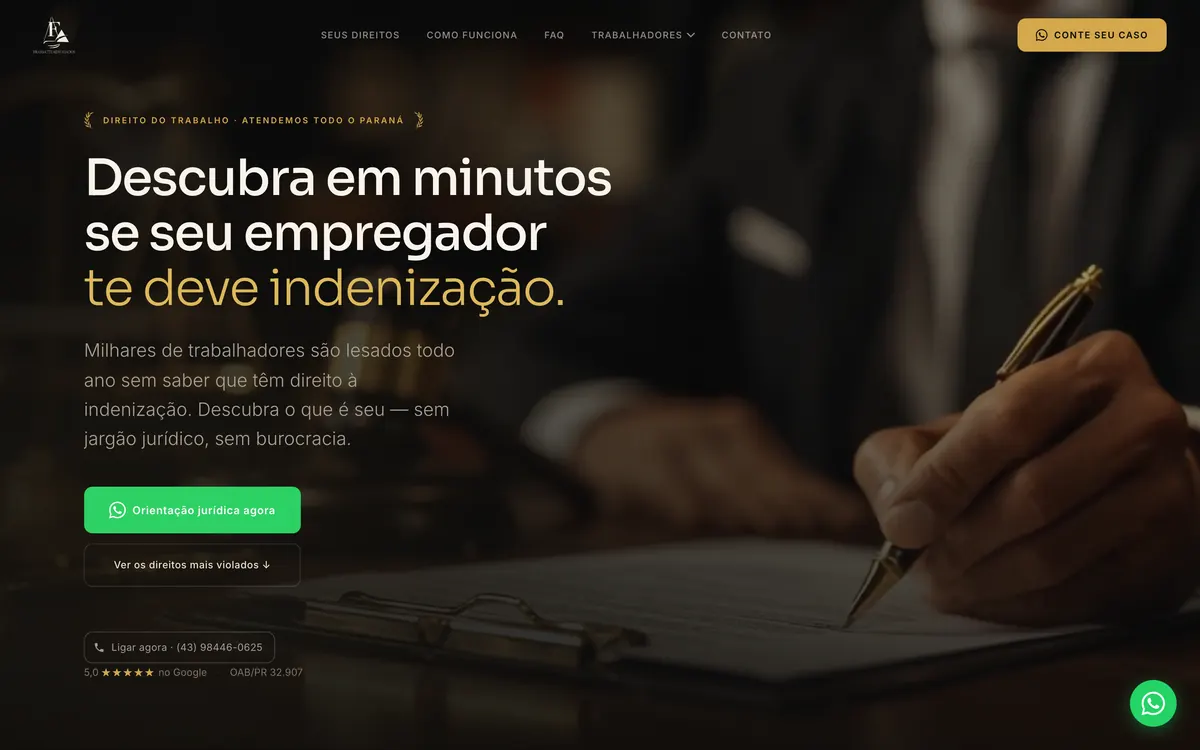 Site do Frassatti Advogados feito pela Domos