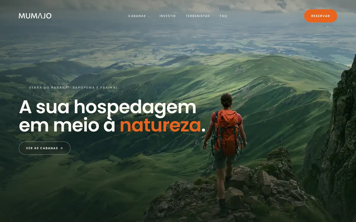 Site da Mumajo Cabanas feito pela Domos