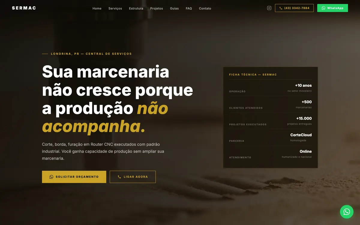 Site da Sermac feito pela Domos