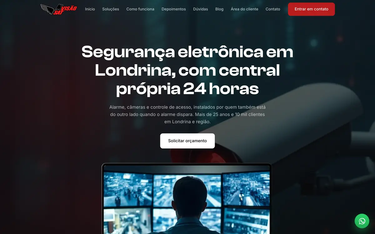 Site da Visão SAT feito pela Domos