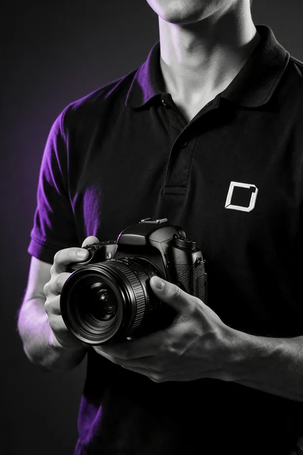 Fotógrafo da Domos segurando uma câmera